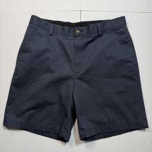 LL Bean Shorts Mens 34 Navy Blue Classic Fit Chino 100% Cotton Casual Golf
